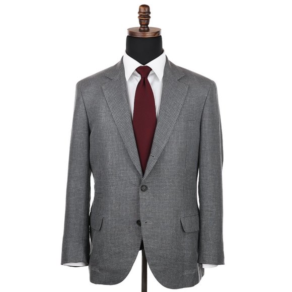 Brunello Cucinelli Other - Brunello Cucinelli Linen Wool Silk Blend Sport Coat Gray Puppytooth 40R